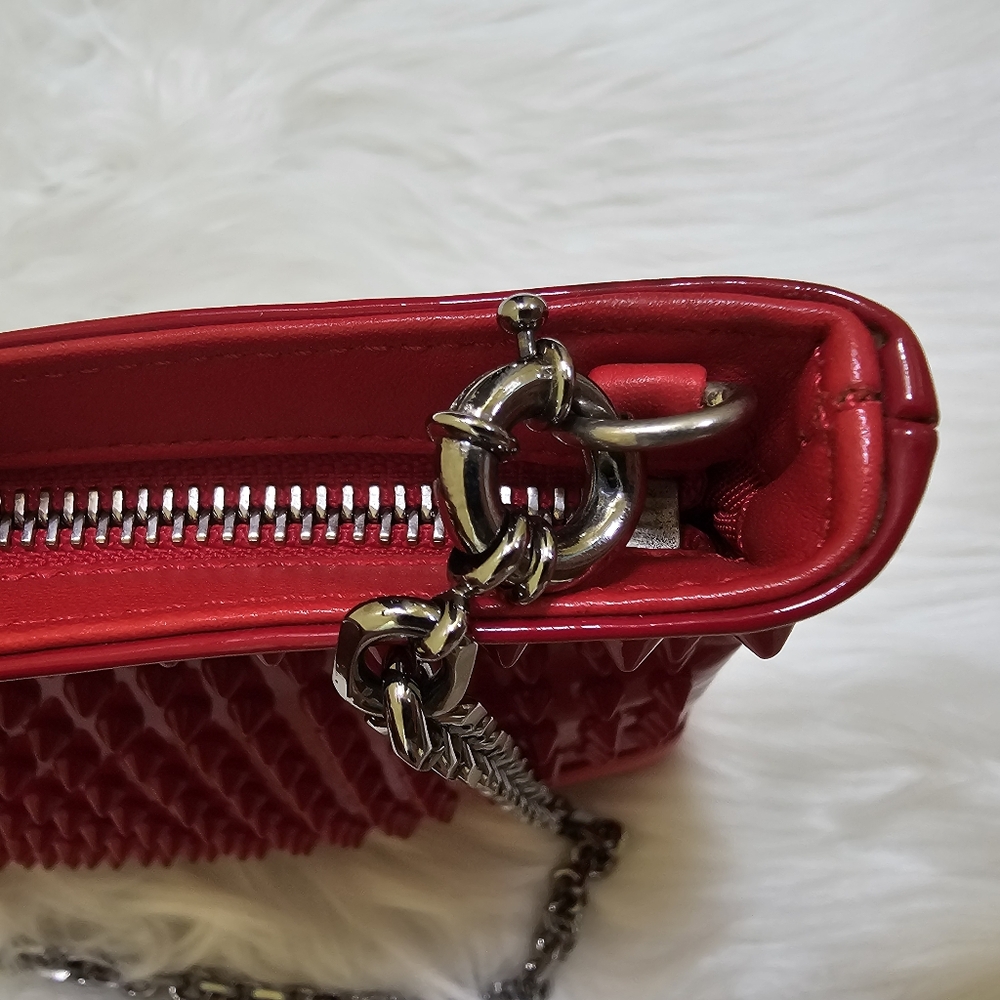 CHRISTIAN LOUBOUTIN Red Patent Leather Loubiposh Spiked Clutch Bag - Picture 10 of 17